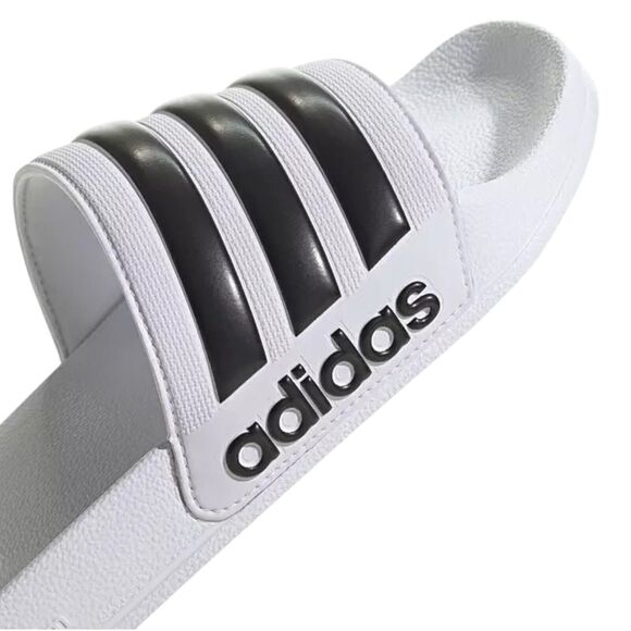 adidas Slides Men's Size 12 Adilette Shower White/Core Black/White Sandals - Picture 6 of 8
